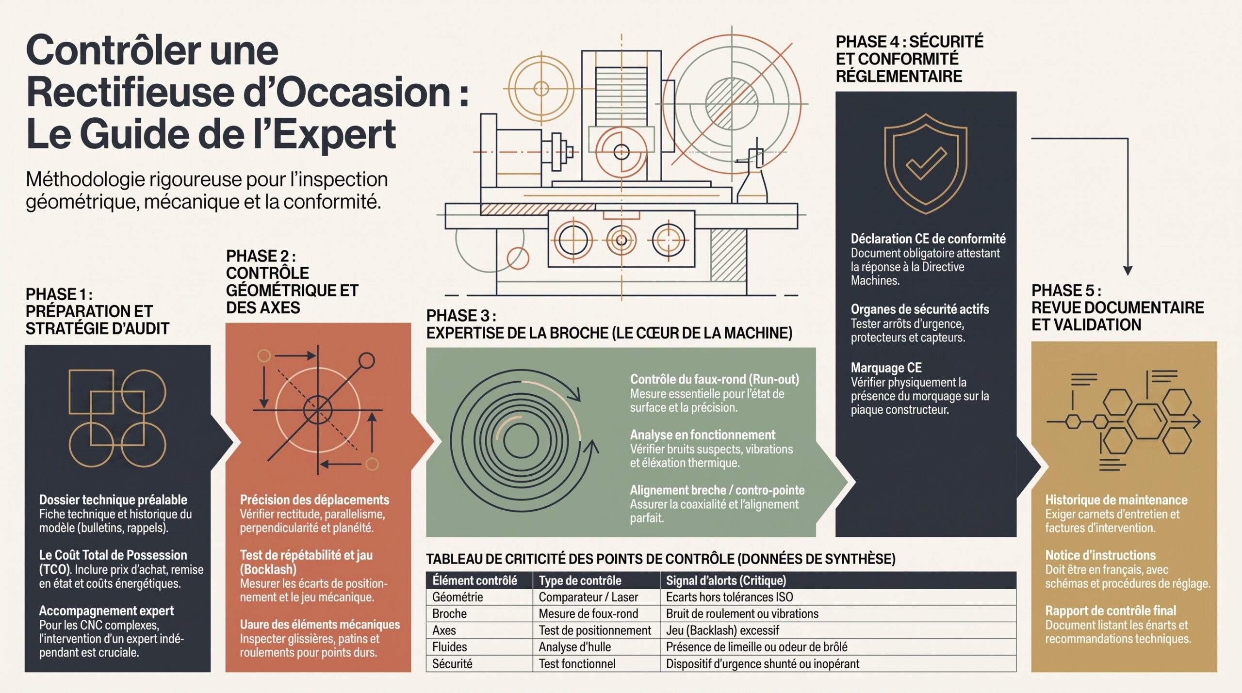 Guide expert pour l'inspection d'une rectifieuse d'occasion