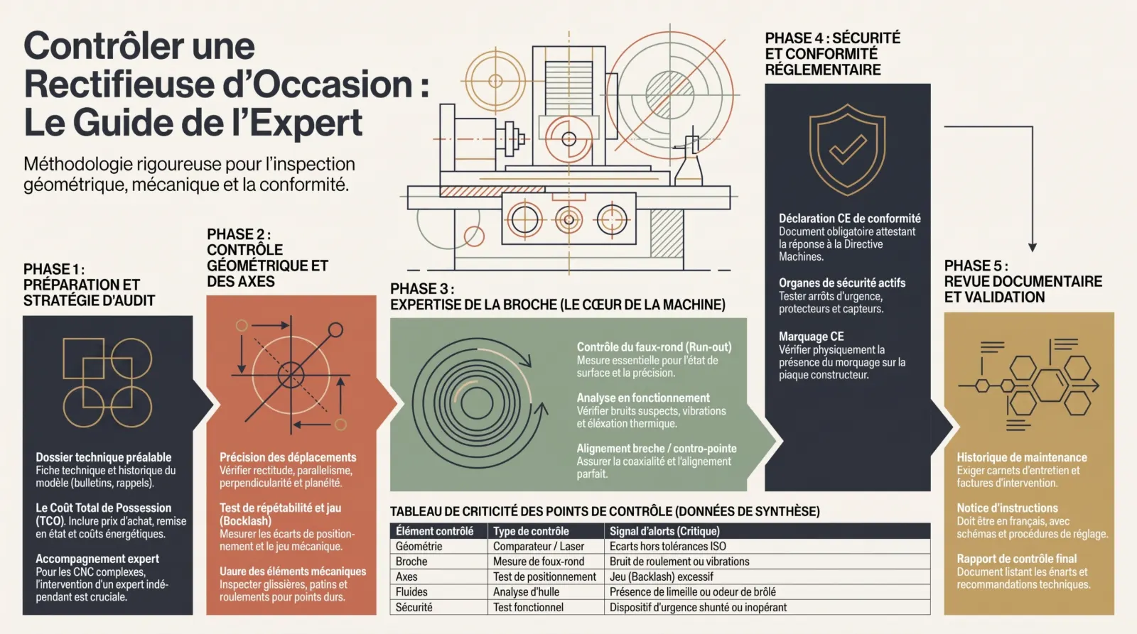 Guide expert pour l'inspection d'une rectifieuse d'occasion